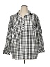 Talbots Checkered-gingham Gray 3/4 Sleeve Button-Down Shirt Size 16 - photo 1