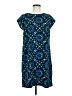 Merona 100% Polyester Print Blue Casual Dress Size M - photo 1