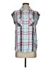 Express 100% Rayon Plaid Blue Sleeveless Button-Down Shirt Size S - photo 1