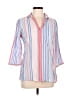 L.L.Bean 100% Cotton Stripes Blue 3/4 Sleeve Button-Down Shirt Size M - photo 1
