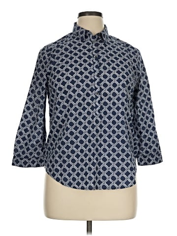Lands' End 3/4 Sleeve Button-Down Shirt (view 1)