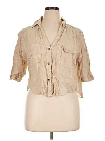 Zara 3/4 Sleeve Button-Down Shirt (view 1)