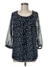 Willi Smith 100% Polyester Blue 3/4 Sleeve Blouse Size M - photo 1