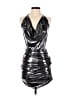 Halston 100% Polyester Metallic Silver Cocktail Dress Size 2 - photo 1