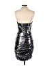 Halston 100% Polyester Metallic Silver Cocktail Dress Size 2 - photo 2
