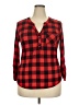 Dna Couture Plaid Red 3/4 Sleeve Blouse Size 2X - photo 1
