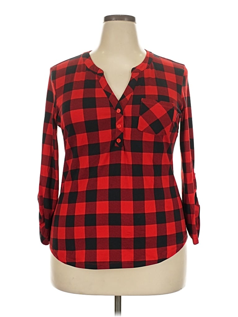 Pre-owned Dna Couture 3/4 Sleeve Blouse In Red