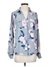Candie's 100% Polyester Floral Blue Long Sleeve Blouse Size S - photo 1