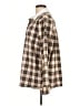 Lioness Plaid Brown Long Sleeve Blouse Size L - photo 5