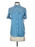 Equipment 100% Polyester Blue Short Sleeve Blouse Size XXS - photo 1