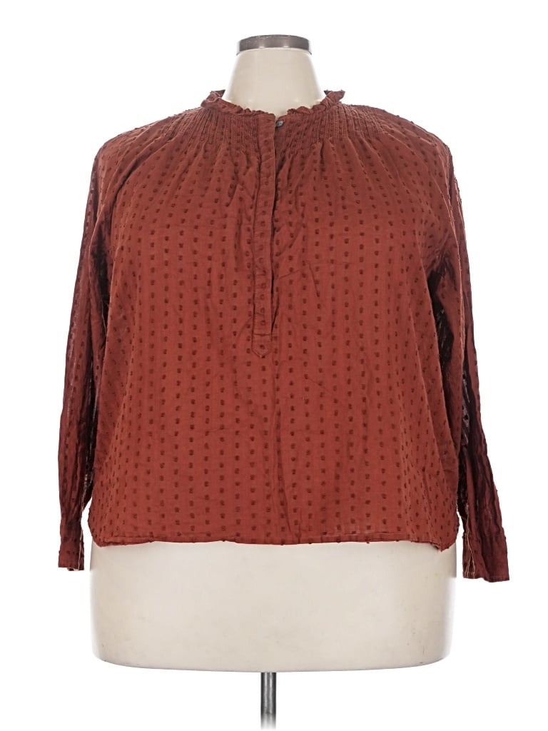 Pre-owned Point Sur 3/4 Sleeve Blouse In Brown