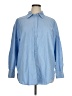 H&M Chevron-herringbone Blue Long Sleeve Button-Down Shirt Size XL - photo 1