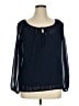 AB Studio 100% Polyester Blue Long Sleeve Blouse Size XL - photo 1
