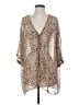 Intimately by Free People 100% Polyester Animal Print Tan 3/4 Sleeve Blouse Size S - photo 1