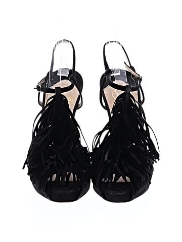 Christian Louboutin Suede Fringe T-Strap Platform Sandals (view 2)