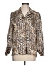 Alia 100% Polyester Animal Print Tan Long Sleeve Blouse Size 12 - photo 1