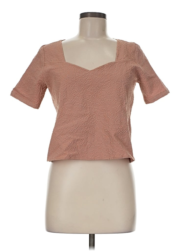 Pre-owned Rita Row Short Sleeve Top Brown Sweetheart Neckline Tops
