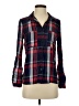 Stoosh 100% Rayon Plaid Blue Long Sleeve Button-Down Shirt Size S - photo 1