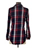 Stoosh 100% Rayon Plaid Blue Long Sleeve Button-Down Shirt Size S - photo 2