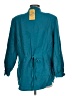 iB Diffusion 100% Silk Teal Long Sleeve Silk Top Size 12 - photo 2