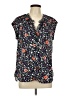 Daniel Rainn 100% Polyester Floral Black Short Sleeve Blouse Size L - photo 1