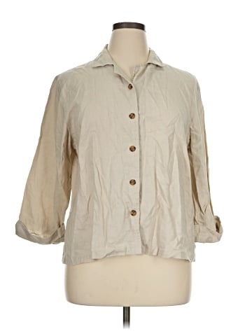 Real Comfort 3/4 Sleeve Button-Down Shirt (view 1)