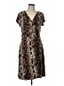 Worthington Animal Print Brown Casual Dress Size L - photo 1