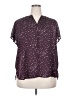 Monday Fun 100% Polyester Stars Purple Short Sleeve Blouse Size 2X - photo 1