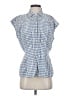 Max Studio Checkered-gingham Blue Sleeveless Button-Down Shirt Size S - photo 1