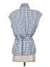 Max Studio Checkered-gingham Blue Sleeveless Button-Down Shirt Size S - photo 2