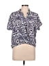 Hayden 100% Rayon Animal Print Blue Short Sleeve Blouse Size L - photo 1