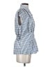 Max Studio Checkered-gingham Blue Sleeveless Button-Down Shirt Size S - photo 4
