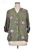 Kindred 100% Rayon Floral Green 3/4 Sleeve Button-Down Shirt Size 1X - photo 1