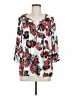 Black Rainn 100% Polyester Floral White 3/4 Sleeve Blouse Size M - photo 1