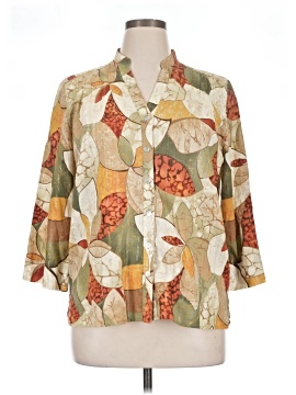 Alfred Dunner 3/4 Sleeve Button Down Shirt