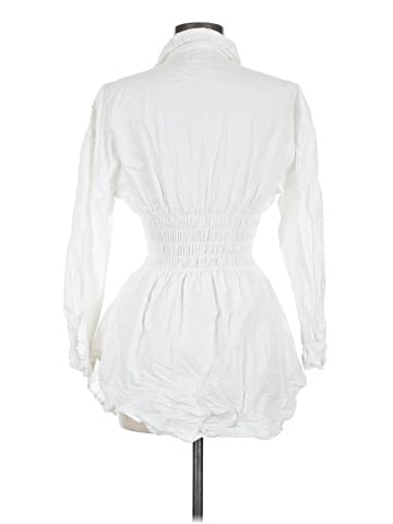 Pink Ripple Long Sleeve Button-Down Shirt (view 2)