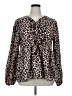 Luxology 100% Polyester Animal Print Brown Long Sleeve Blouse Size 1X - photo 1
