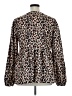 Luxology 100% Polyester Animal Print Brown Long Sleeve Blouse Size 1X - photo 2