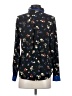 Poema 100% Polyester Floral Blue Black Long Sleeve Blouse Size XS - photo 2