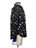 Poema 100% Polyester Floral Blue Black Long Sleeve Blouse Size XS - photo 4