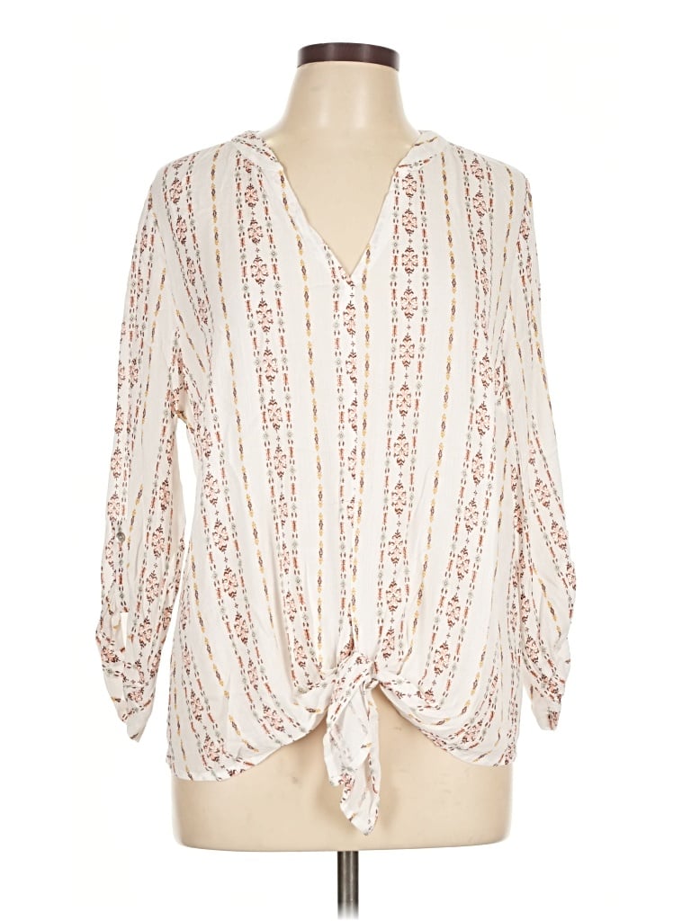 Pre-owned Olivia Grey Long Sleeve Blouse In Ivory