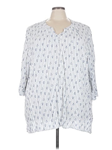 Ulla Popken 3/4 Sleeve Button-Down Shirt (view 1)