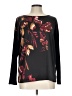 Chico's 100% Polyester Floral Black Long Sleeve T-Shirt Size L - photo 1