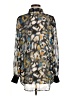 DKNY 100% Polyester Animal Print Green Long Sleeve Blouse Size M - photo 2