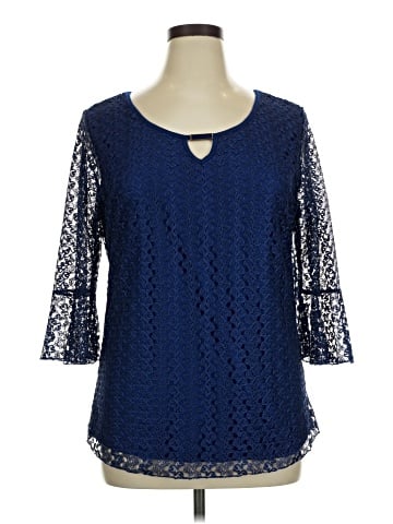 Ashley Blue 3/4 Sleeve Blouse (view 1)