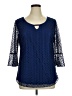 Ashley Blue 100% Polyester Blue 3/4 Sleeve Blouse Size XL - photo 1
