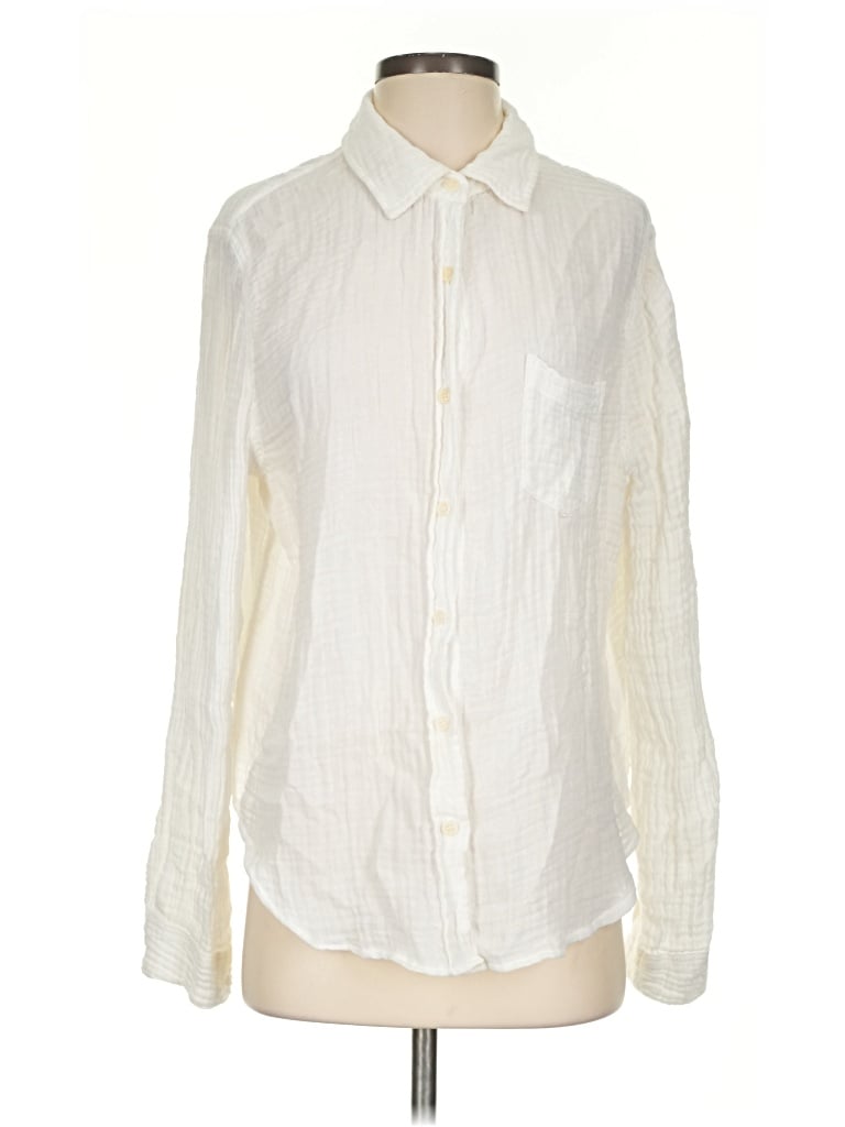 Pre-owned Lacausa Long Sleeve Button Down Shirt In Ivory