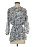 Theory 100% Silk Paisley Blue 3/4 Sleeve Silk Top Size P (petite) - photo 1
