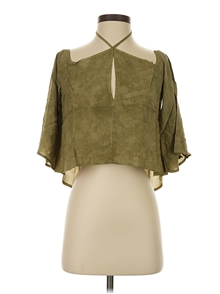 Pre-owned Blue Life 3/4 Sleeve Blouse In Green