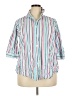Woman Within Stripes Teal 3/4 Sleeve Button-Down Shirt Size 18 (L) - photo 1